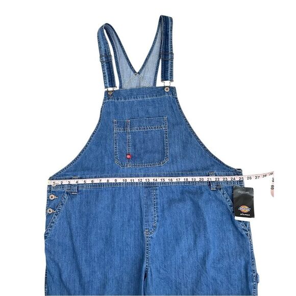 Dickies Women 2XL XXL Bib Overalls Blue Jean Denim Workwear Utility Medium Wash - Picture 9 of 13